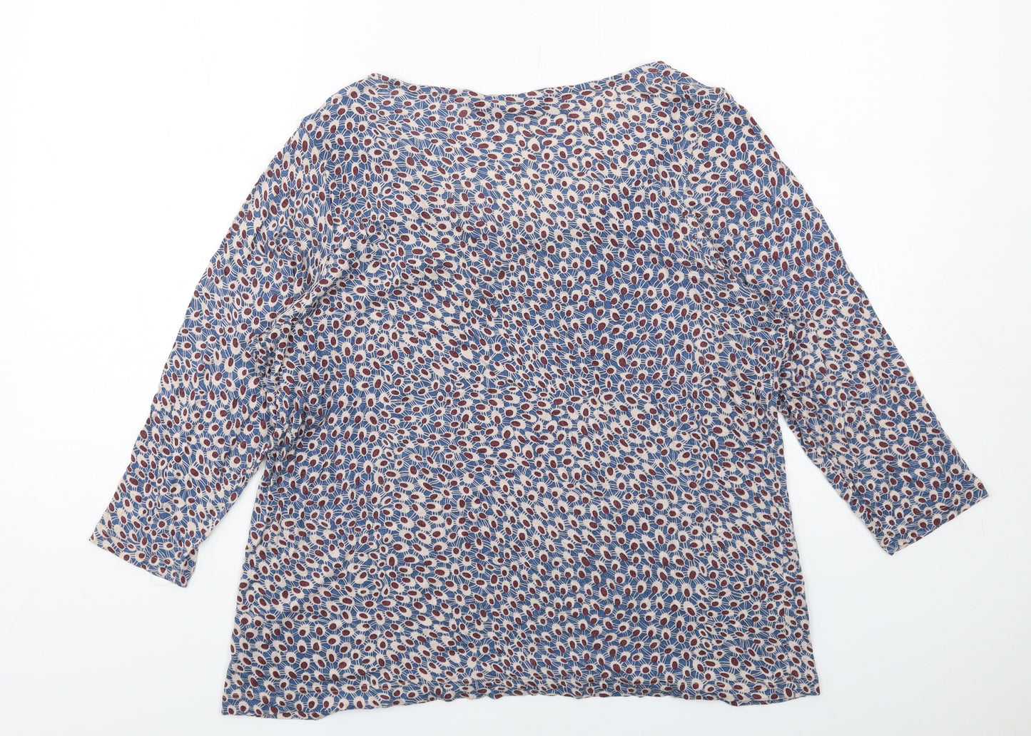 Autograph Womens Blue Geometric Viscose Basic T-Shirt Size 18 Round Neck