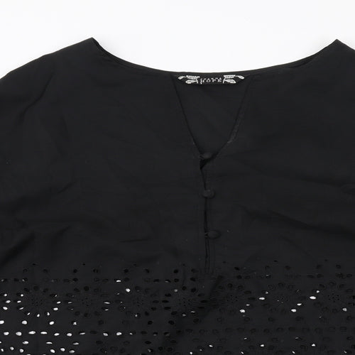 Joanna Hope Womens Black Geometric Polyester Basic Blouse Size 22 V-Neck