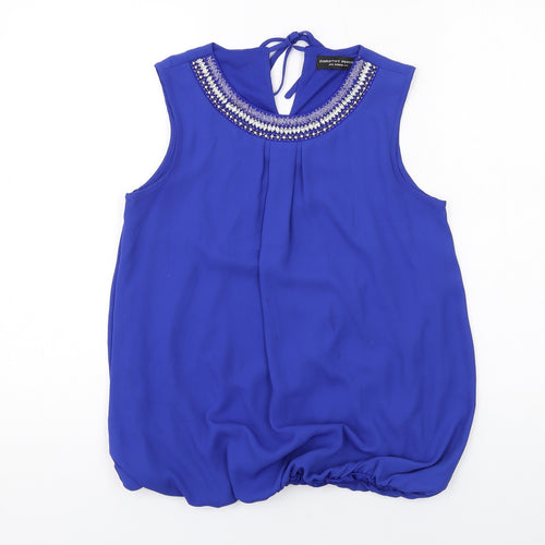 Dorothy Perkins Womens Blue Polyester Basic Blouse Size 10 Round Neck