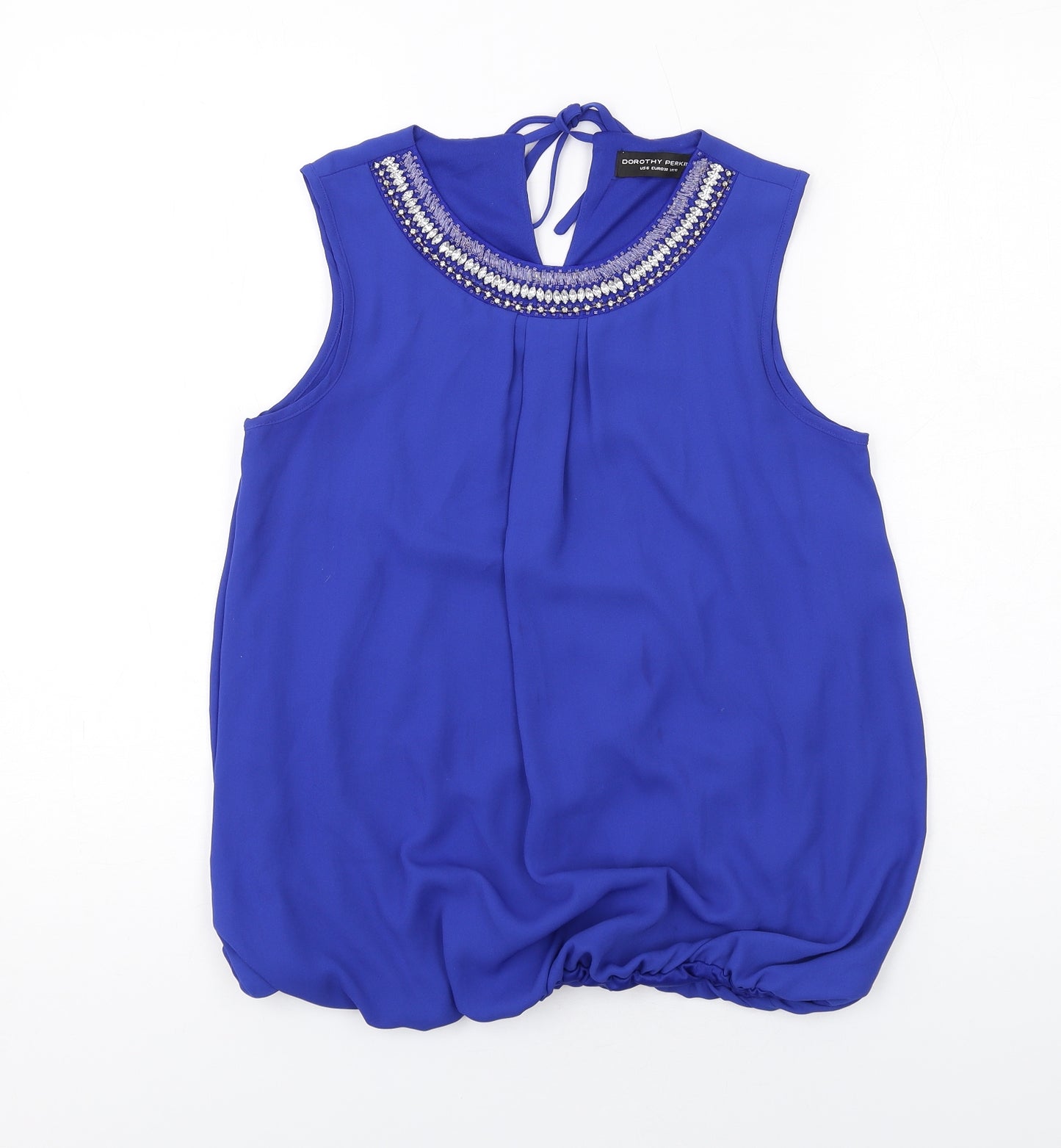 Dorothy Perkins Womens Blue Polyester Basic Blouse Size 10 Round Neck