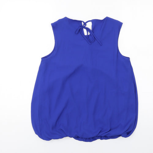 Dorothy Perkins Womens Blue Polyester Basic Blouse Size 10 Round Neck