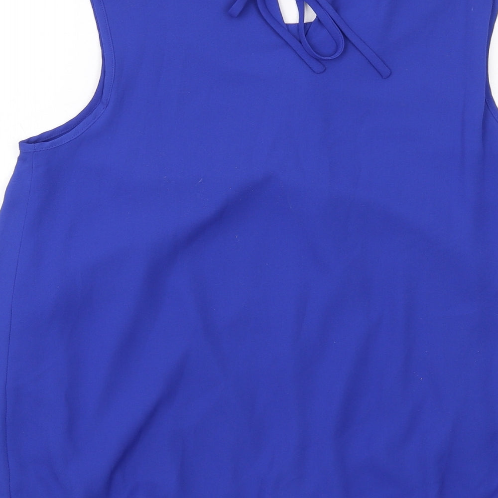Dorothy Perkins Womens Blue Polyester Basic Blouse Size 10 Round Neck