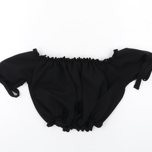 New Look Womens Black Polyester Cropped Blouse Size 6 Off the Shoulder