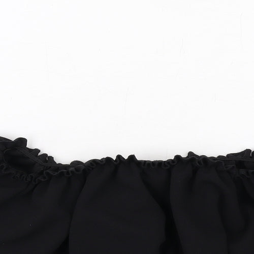 New Look Womens Black Polyester Cropped Blouse Size 6 Off the Shoulder