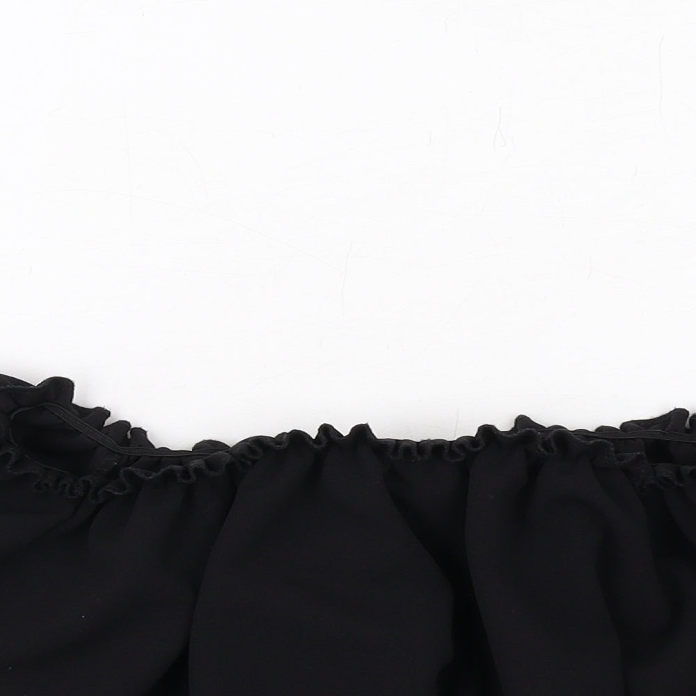 New Look Womens Black Polyester Cropped Blouse Size 6 Off the Shoulder