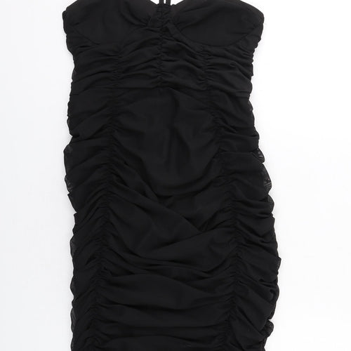 Boohoo Womens Black Polyester Bodycon Size 14 Sweetheart Pullover