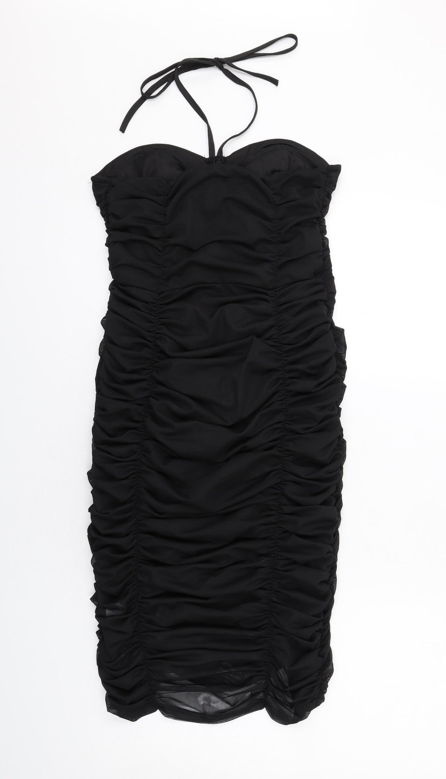 Boohoo Womens Black Polyester Bodycon Size 14 Sweetheart Pullover