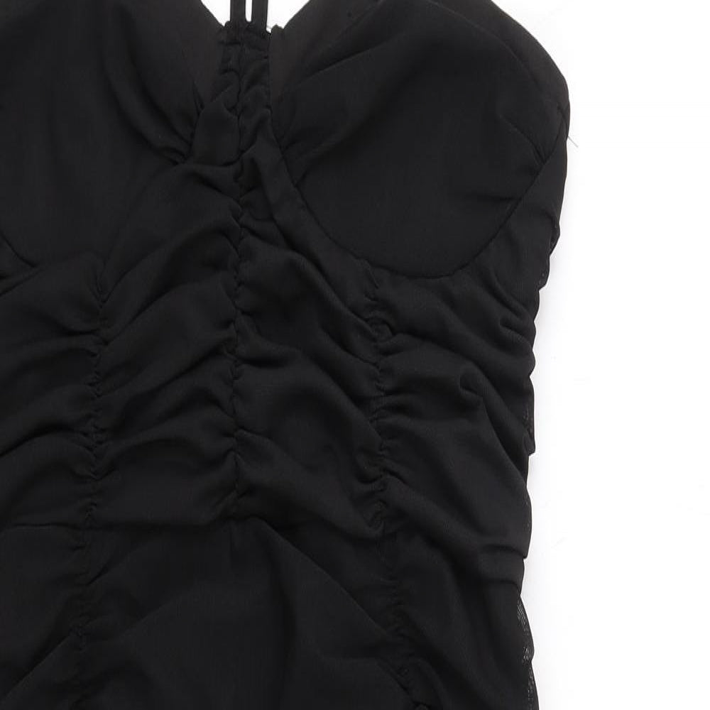 Boohoo Womens Black Polyester Bodycon Size 14 Sweetheart Pullover