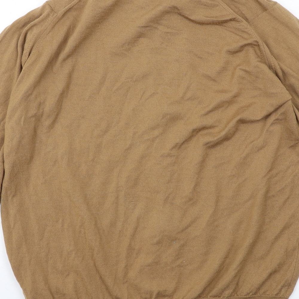 John Smedley Mens Brown Collared Wool Cardigan Jumper Size S Long Sleeve