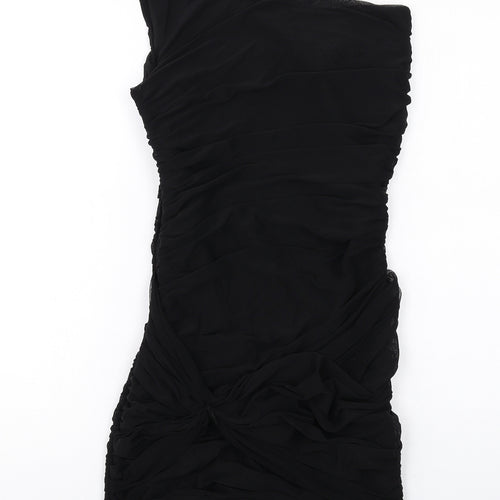 Sweewe Womens Black Polyester Bodycon Size M One Shoulder Zip - Asymmetric Neckline