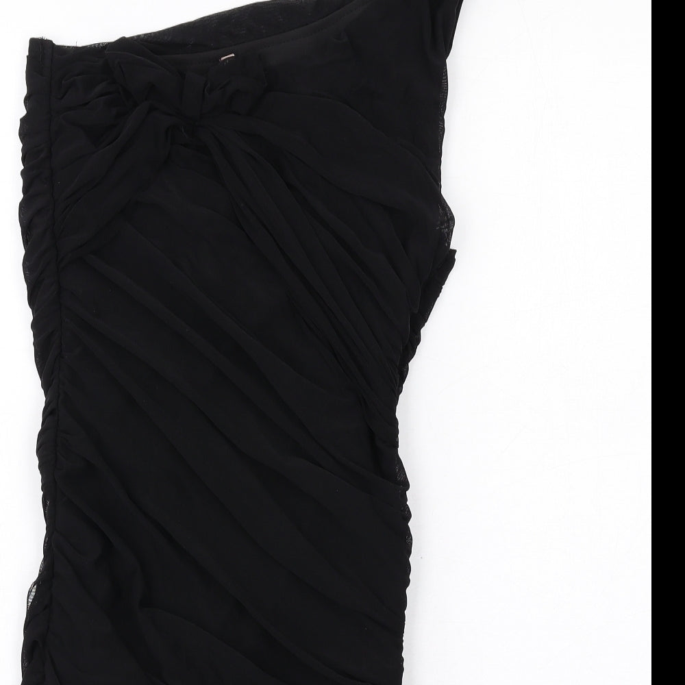 Sweewe Womens Black Polyester Bodycon Size M One Shoulder Zip - Asymmetric Neckline