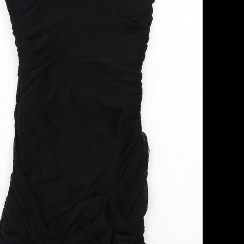 Sweewe Womens Black Polyester Bodycon Size M One Shoulder Zip - Asymmetric Neckline