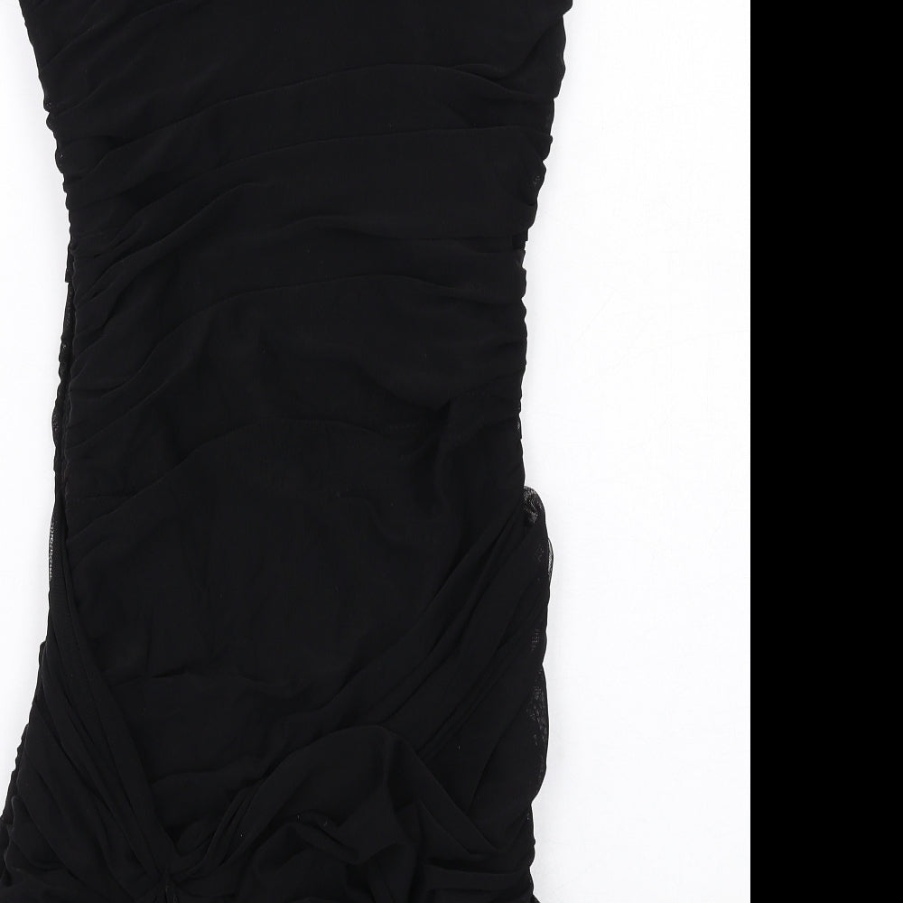 Sweewe Womens Black Polyester Bodycon Size M One Shoulder Zip - Asymmetric Neckline