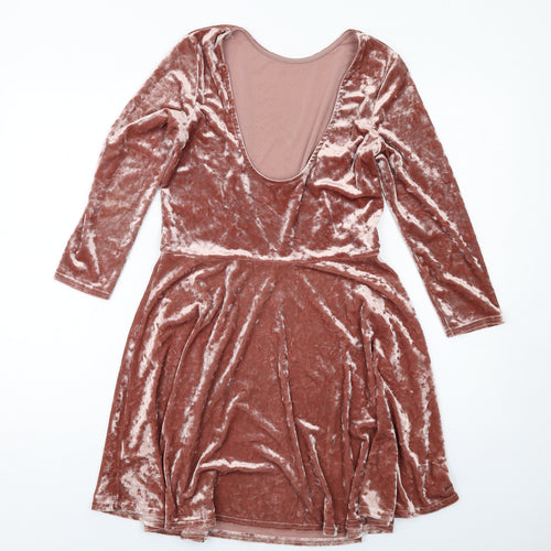 Topshop Womens Pink Polyester A-Line Size 10 Round Neck Pullover