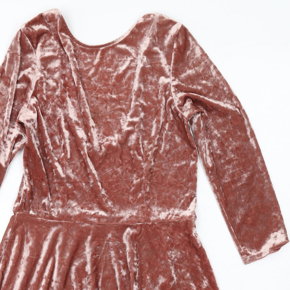 Topshop Womens Pink Polyester A-Line Size 10 Round Neck Pullover