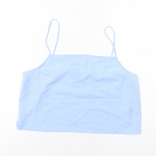 Topshop Womens Blue Polyester Cropped Tank Size 10 Square Neck
