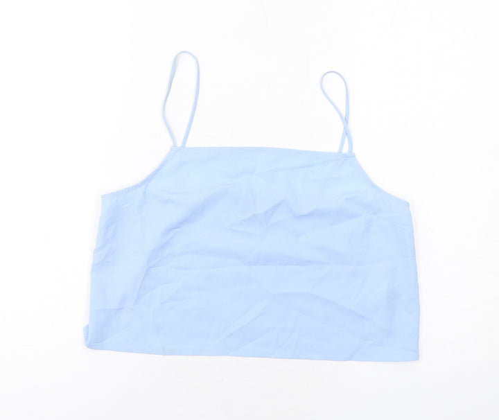 Topshop Womens Blue Polyester Cropped Tank Size 10 Square Neck