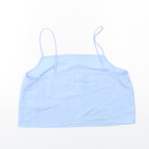 Topshop Womens Blue Polyester Cropped Tank Size 10 Square Neck
