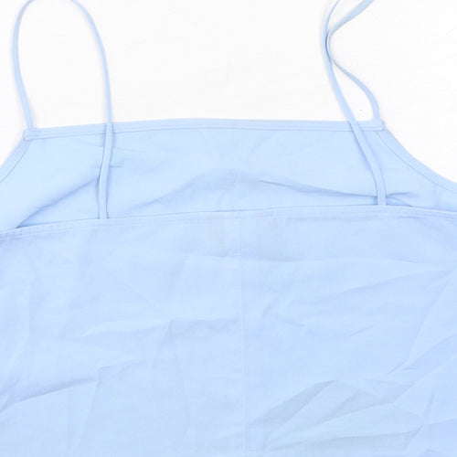 Topshop Womens Blue Polyester Cropped Tank Size 10 Square Neck