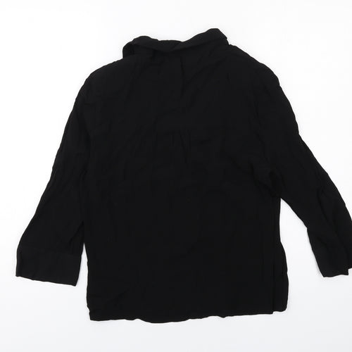 Bershka Womens Black Viscose Basic Button-Up Size S Collared
