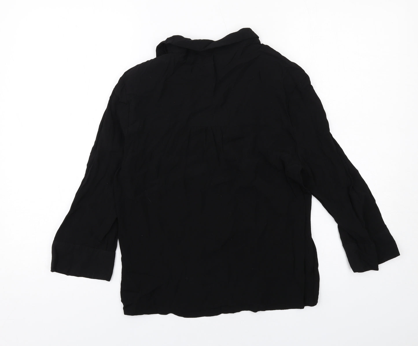 Bershka Womens Black Viscose Basic Button-Up Size S Collared