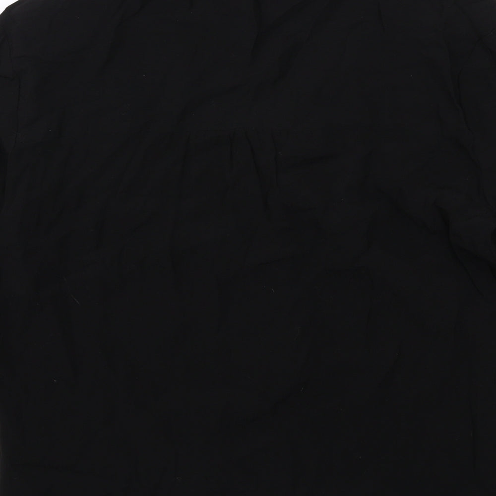 Bershka Womens Black Viscose Basic Button-Up Size S Collared