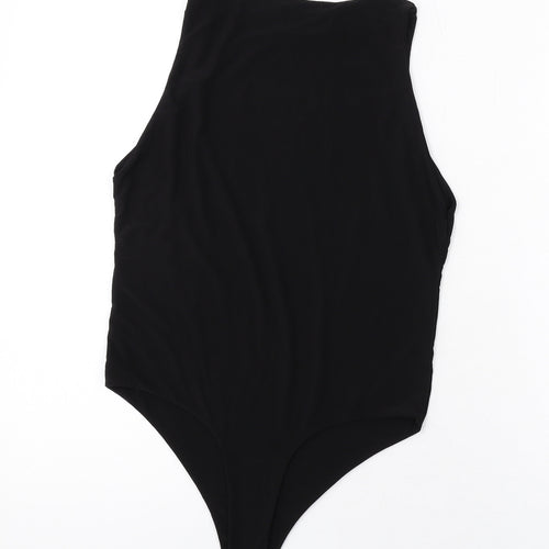 Boohoo Womens Black Polyester Bodysuit One-Piece Size 12 Snap