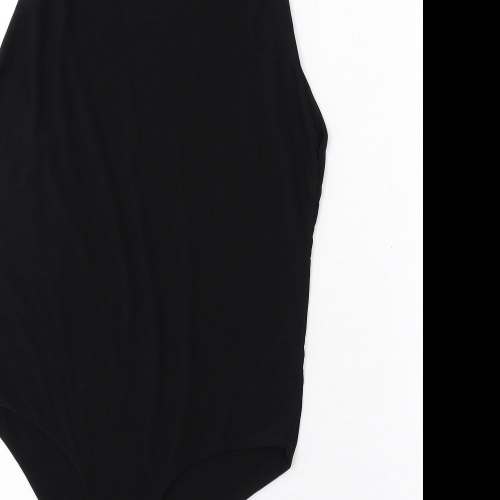 Boohoo Womens Black Polyester Bodysuit One-Piece Size 12 Snap