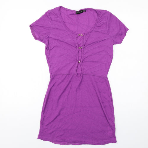 PRETTYLITTLETHING Womens Purple Polyester A-Line Size 12 Round Neck Pullover