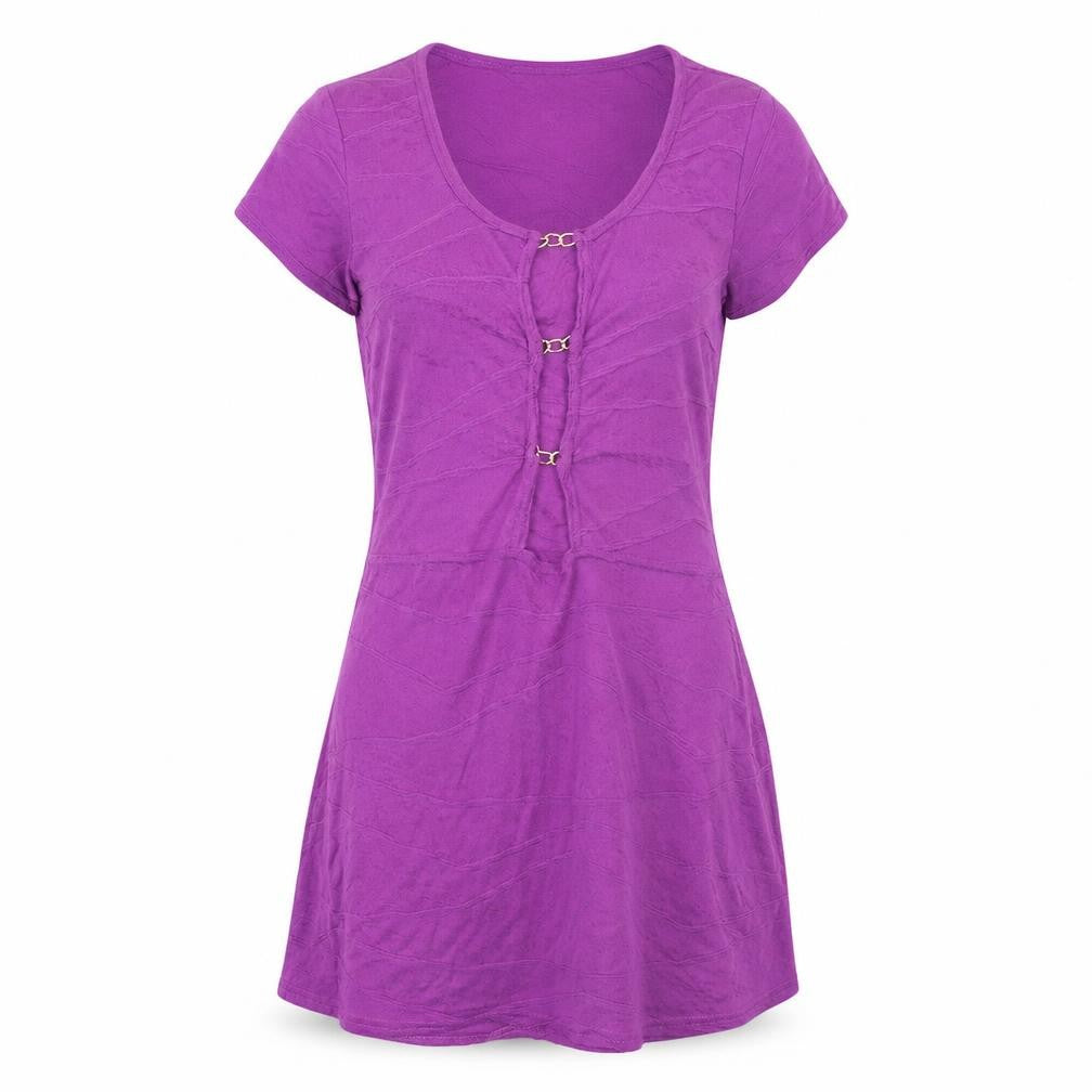 Front view of PRETTYLITTLETHING women’s purple polyester a-line, size UK 12, round neck pullover