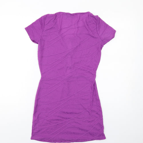 PRETTYLITTLETHING Womens Purple Polyester A-Line Size 12 Round Neck Pullover