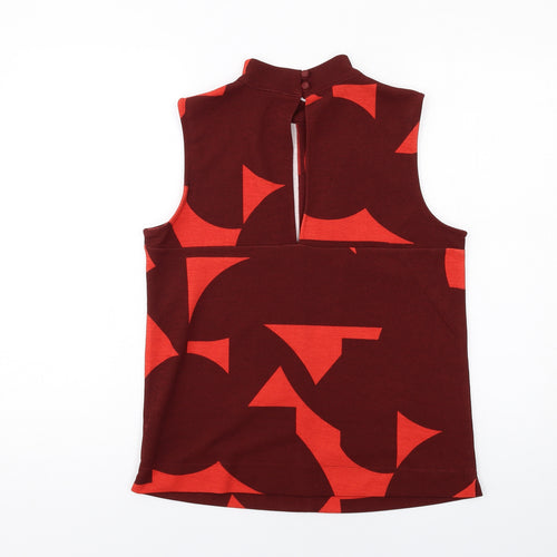 NEXT Womens Red Geometric Polyester Basic Tank Size 10 Mock Neck