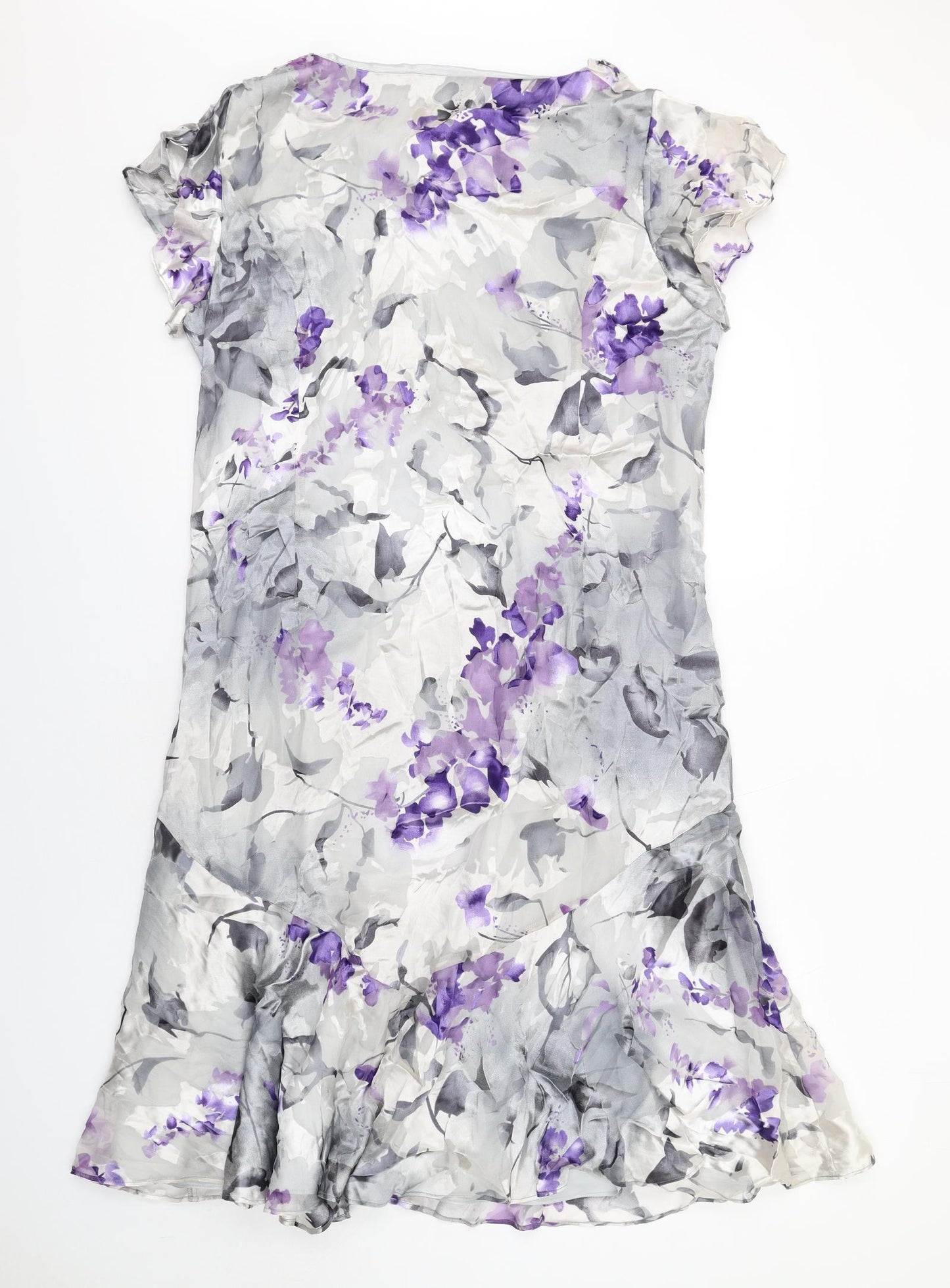 Jacques Vert Womens Grey Geometric Polyester A-Line Size 20 Square Neck Pullover