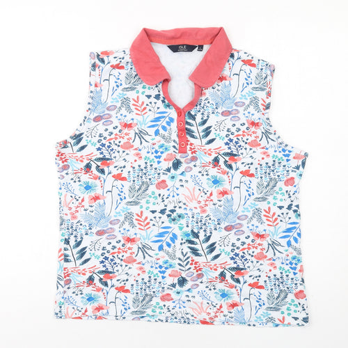 EWM Womens Multicoloured Floral Cotton Basic Polo Size 18 Collared