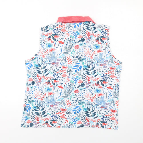 EWM Womens Multicoloured Floral Cotton Basic Polo Size 18 Collared