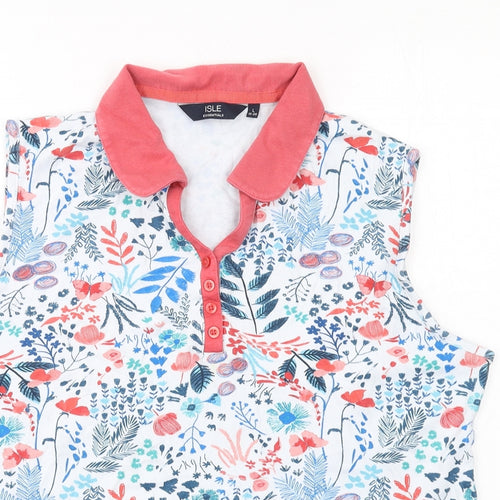 EWM Womens Multicoloured Floral Cotton Basic Polo Size 18 Collared