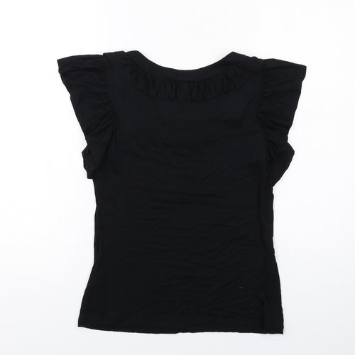 Betty Jackson Womens Black Viscose Basic T-Shirt Size 8 Round Neck