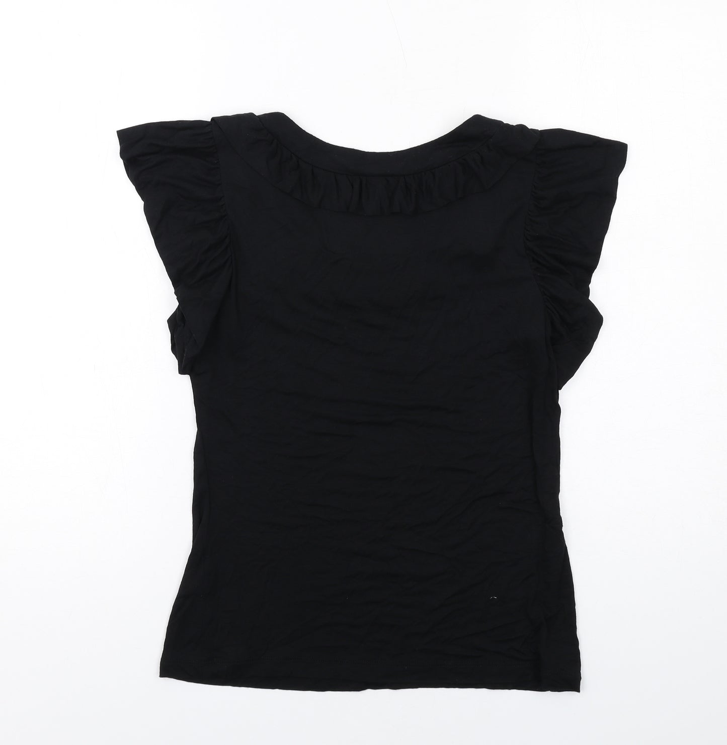 Betty Jackson Womens Black Viscose Basic T-Shirt Size 8 Round Neck