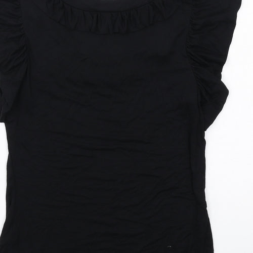 Betty Jackson Womens Black Viscose Basic T-Shirt Size 8 Round Neck