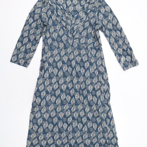 White Stuff Womens Blue Geometric Cotton A-Line Size 10 V-Neck Pullover