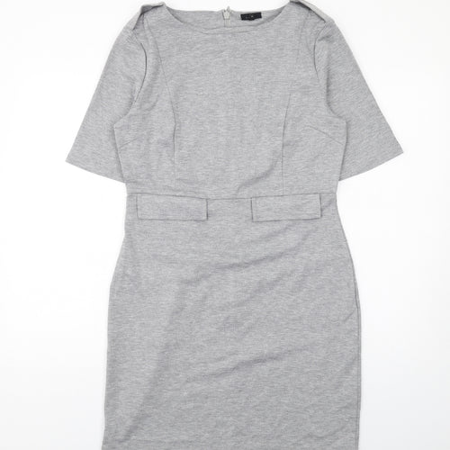 NEXT Womens Grey Polyester Shift Size 12 Round Neck Zip
