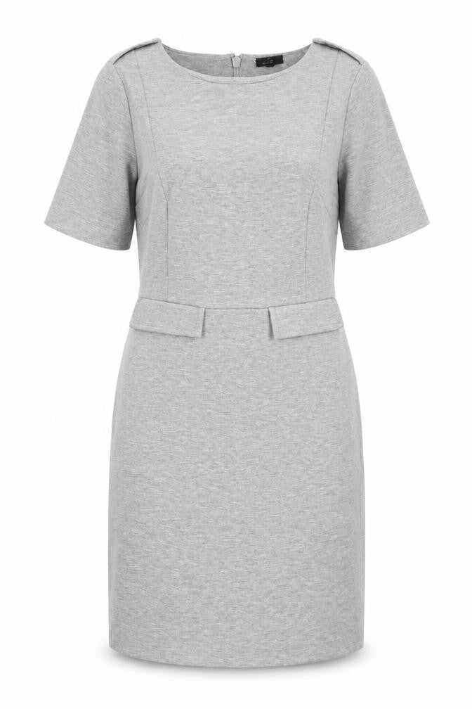 Front view of Next women’s grey polyester shift, size UK 12, round neck zip
