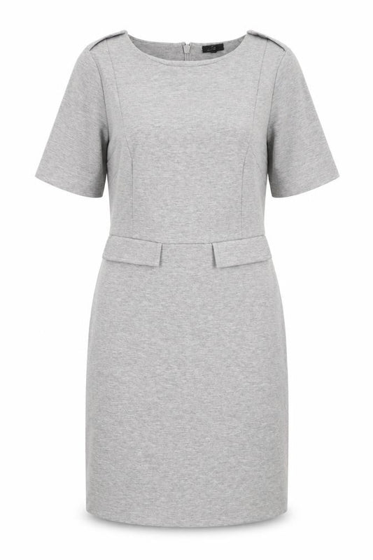 Front view of Next women’s grey polyester shift, size UK 12, round neck zip