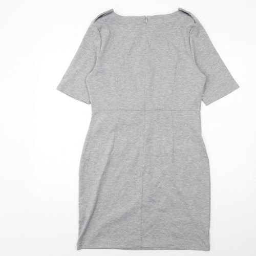 NEXT Womens Grey Polyester Shift Size 12 Round Neck Zip