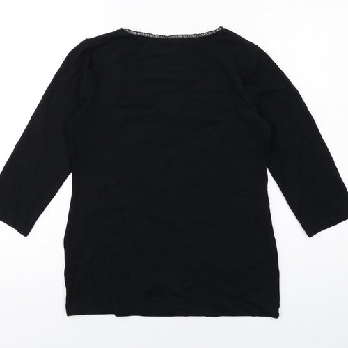 Per Una Womens Black Viscose Basic T-Shirt Size 12 Scoop Neck - Embellished
