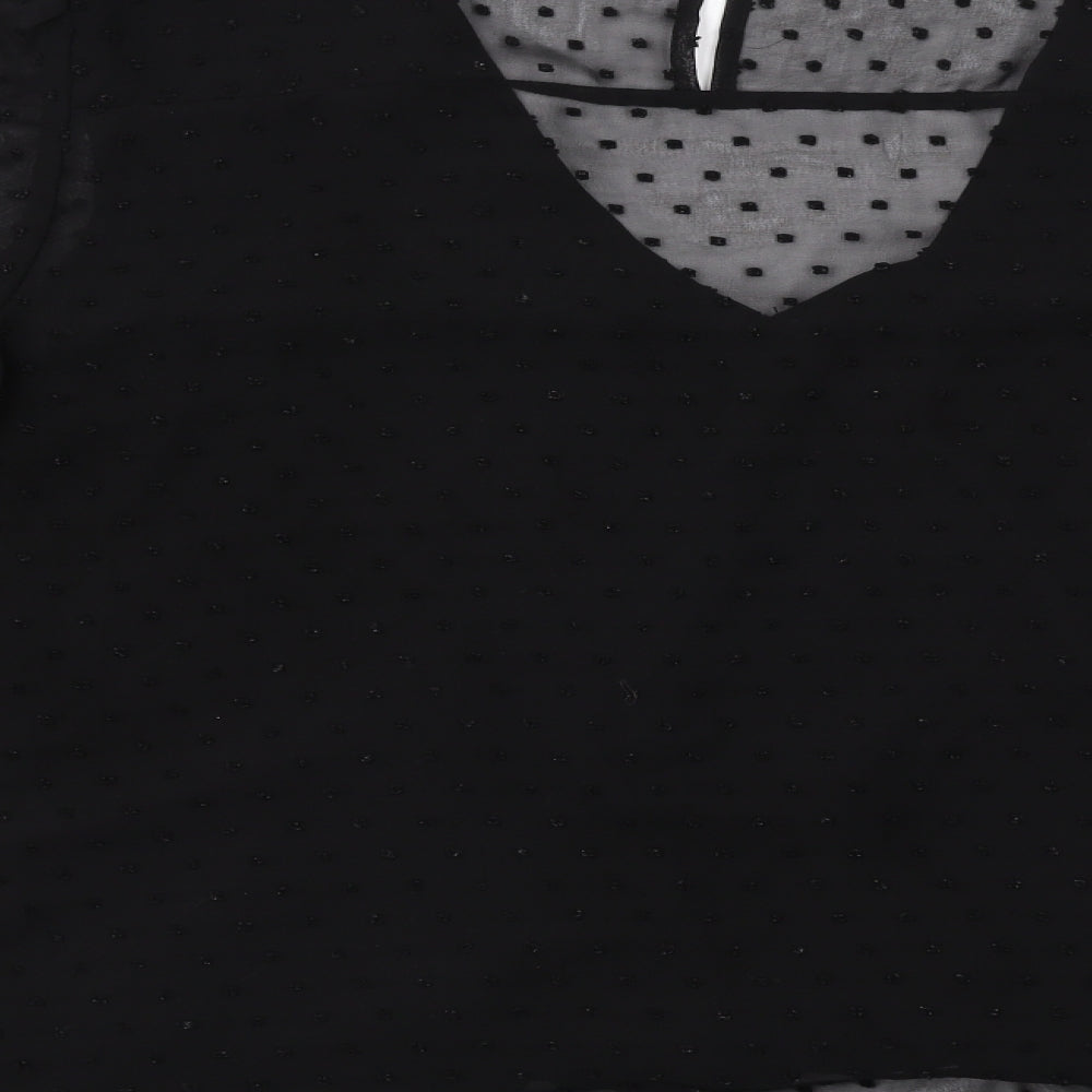 New Look Womens Black Polyester Basic Blouse Size 16 V-Neck - Floral Detail