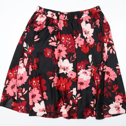 Capsule Womens Black Floral Polyester Swing Skirt Size 20