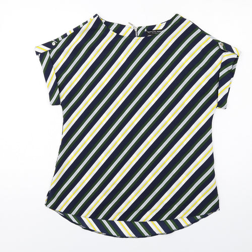 Dorothy Perkins Womens Multicoloured Striped Polyester Basic Blouse Size 10 Boat Neck