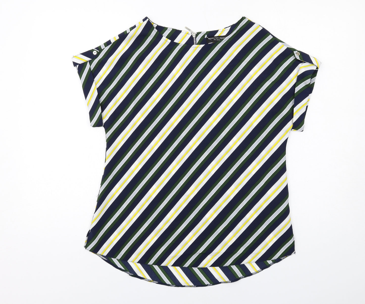 Dorothy Perkins Womens Multicoloured Striped Polyester Basic Blouse Size 10 Boat Neck
