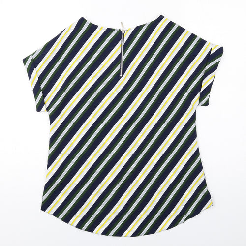 Dorothy Perkins Womens Multicoloured Striped Polyester Basic Blouse Size 10 Boat Neck